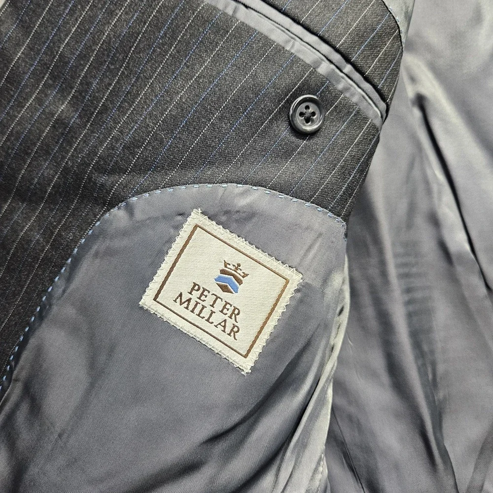 Peter Millar Blazer Wool Cashmere Blend Sportcoat Gray Striped 48T
